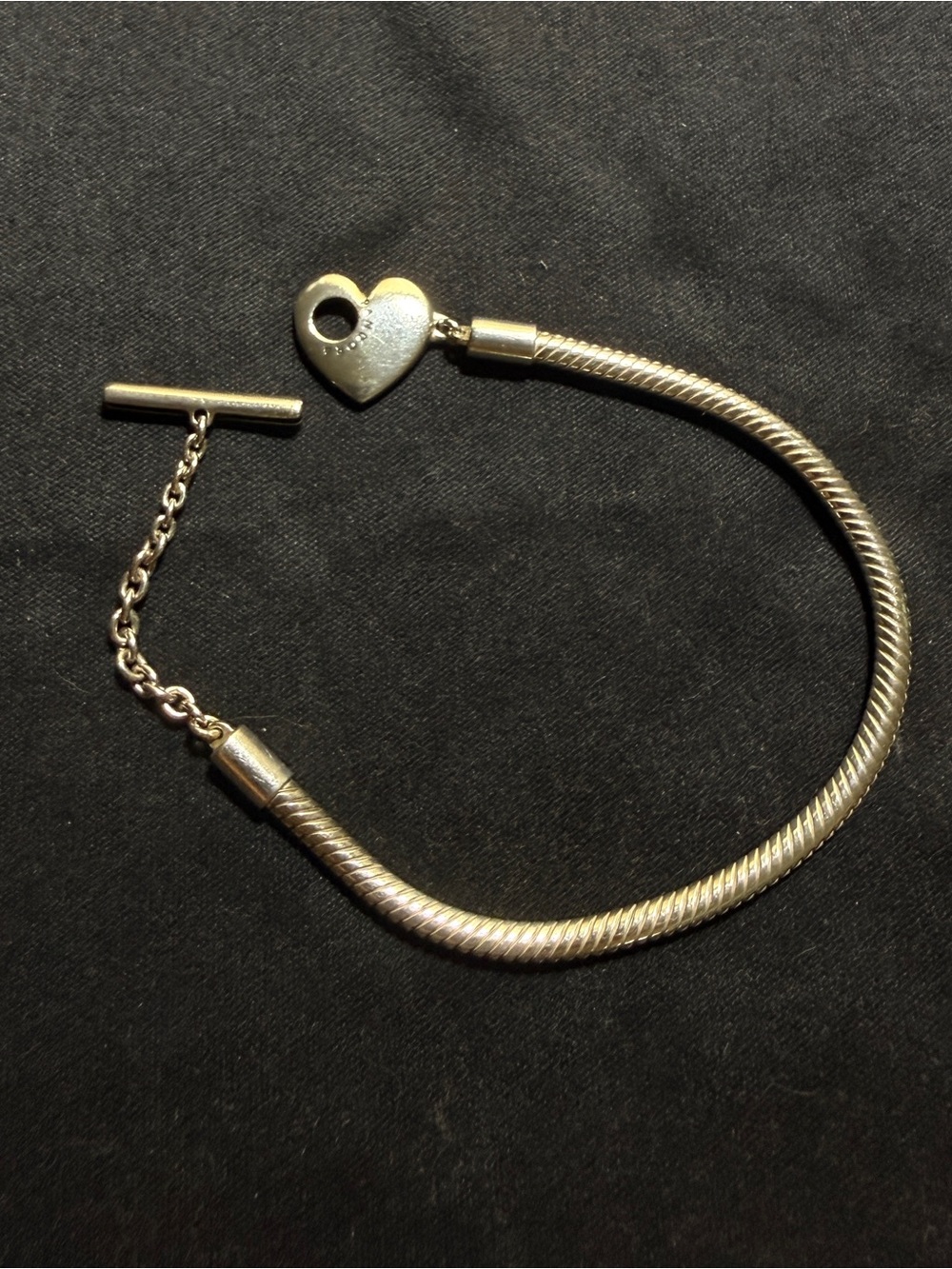 Pandora Moments Heart T-Bar Snake Chain Bracelet